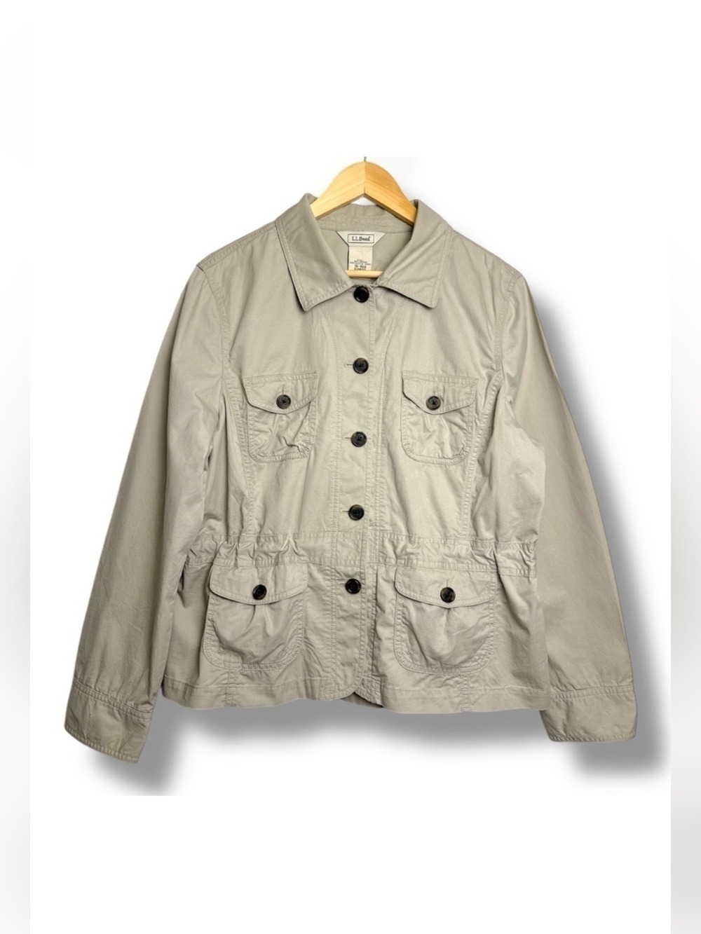L.L. Bean Cotton Utility Jacket Tan Size 16